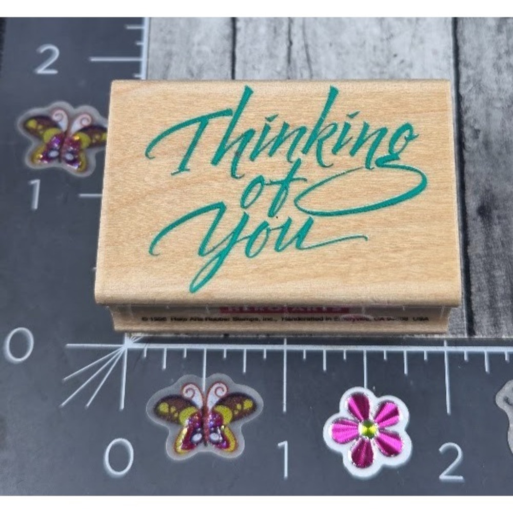 Hero Arts Thinking Of You Greetings C1122 Rubber Stamp Wood #A79
